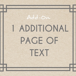 AJOUTER - Ajoutez une page de texte supplémentaire à votre carte *Veuillez lire la description avant l'achat*
