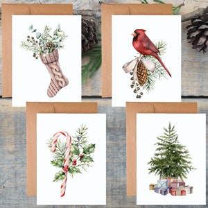 Christmas Card Set, Holiday Card Pack, Christmas Watercolor Cards, Christmas Card Assortment, Christmas Greeting Card Bundle, Elegant Cards