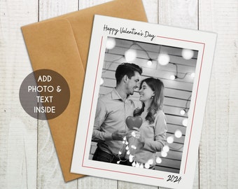 Aangepaste Happy Valentine's Day Photo Card, gepersonaliseerde Valentijnsdagkaart, Valentijnsdag 2024, aangepaste fotokaart, Valentine Photo Keepsake