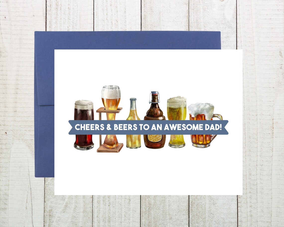 Cheers and Beers Awesome Dad Card Beer Card for Dad Hoppy Etsy