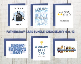 Fathers Day Card Bundle - Choose Any 4, 6, or 12, Fathers Day Card Set, Funny Fathers Day Card, Fathers Day Gift Set, Blank Fathers Day Card