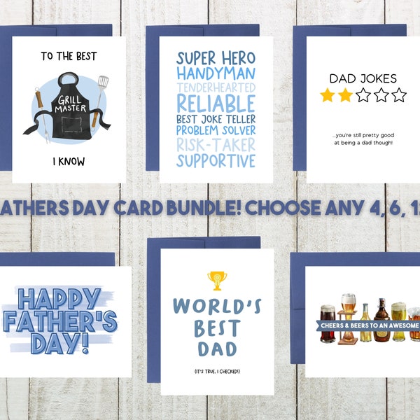Fathers Day Card Bundle - Choose Any 4, 6, or 12, Fathers Day Card Set, Funny Fathers Day Card, Fathers Day Gift Set, Blank Fathers Day Card