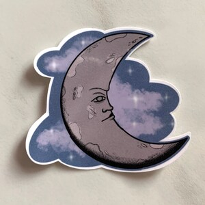 The Moon Sticker | Weatherproof Sticker | Laptop Sticker | Hand Illustrated Sticker | Water Bottle Sticker