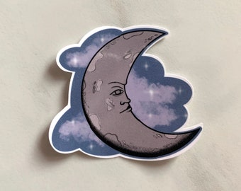 The Moon Sticker | Weatherproof Sticker | Laptop Sticker | Hand Illustrated Sticker | Water Bottle Sticker