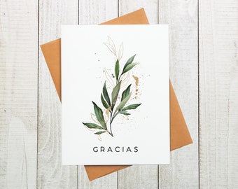 Botanical Gracias Card, Thank You Card In Spanish, Spanish Gratitude Card, Espanol Thank You Card, Tarjeta de Gracias, Muchas Gracias Card