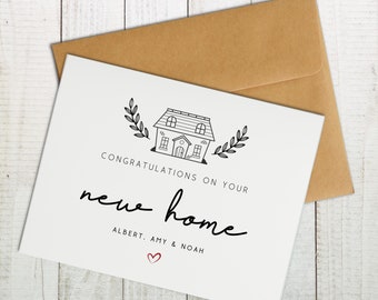 Custom Congratulations New Home Card, Welcome Home, Personalized New House Card, New Homeowner Card, Housewarming Card, Housewarming Gift