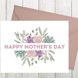 Floral Mother's Day Card, Mother's Day Gift, Personalized Mother's Day Card, Mother's Day 2022, Card For Mom, Watercolor Floral Card For Mom