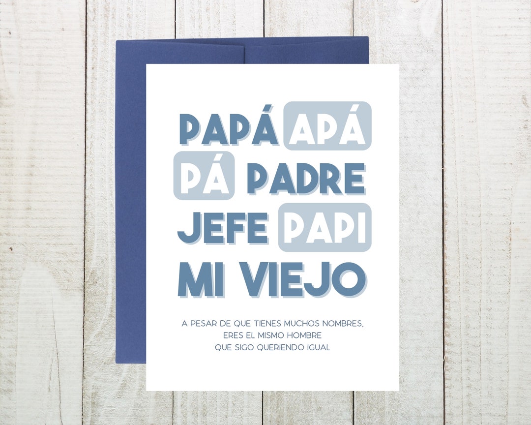 Nombres Papa Card, Spanish Fathers Day Card, Tarjeta Dia Del Padre