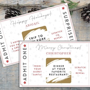 Custom Scratch To Reveal Christmas Gift Ticket, Holiday Scratch Off Card, Surprise Scratch Off Card, Personalized Christmas Scratch Off Card