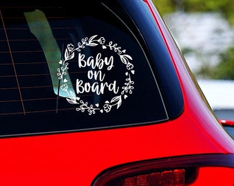 Baby on Board Floral Car Decal, Custom Car Decal, Baby Car Decal, Funny Mothers Day Gift, New Parent Baby Shower Gift Idea