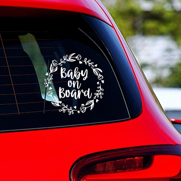 Baby on Board Floral Car Decal, Custom Car Decal, Baby Car Decal, Funny Mothers Day Gift, New Parent Baby Shower Gift Idea