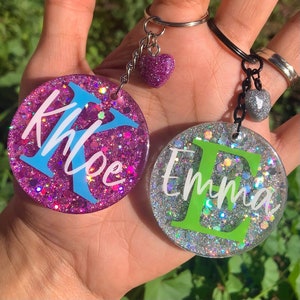 Glitter Name Keychain, Initial Keychain, Customized Monogram Keyring, Personalized Glitter Name Keychain, Glitter Name Keyring, Initial Gift