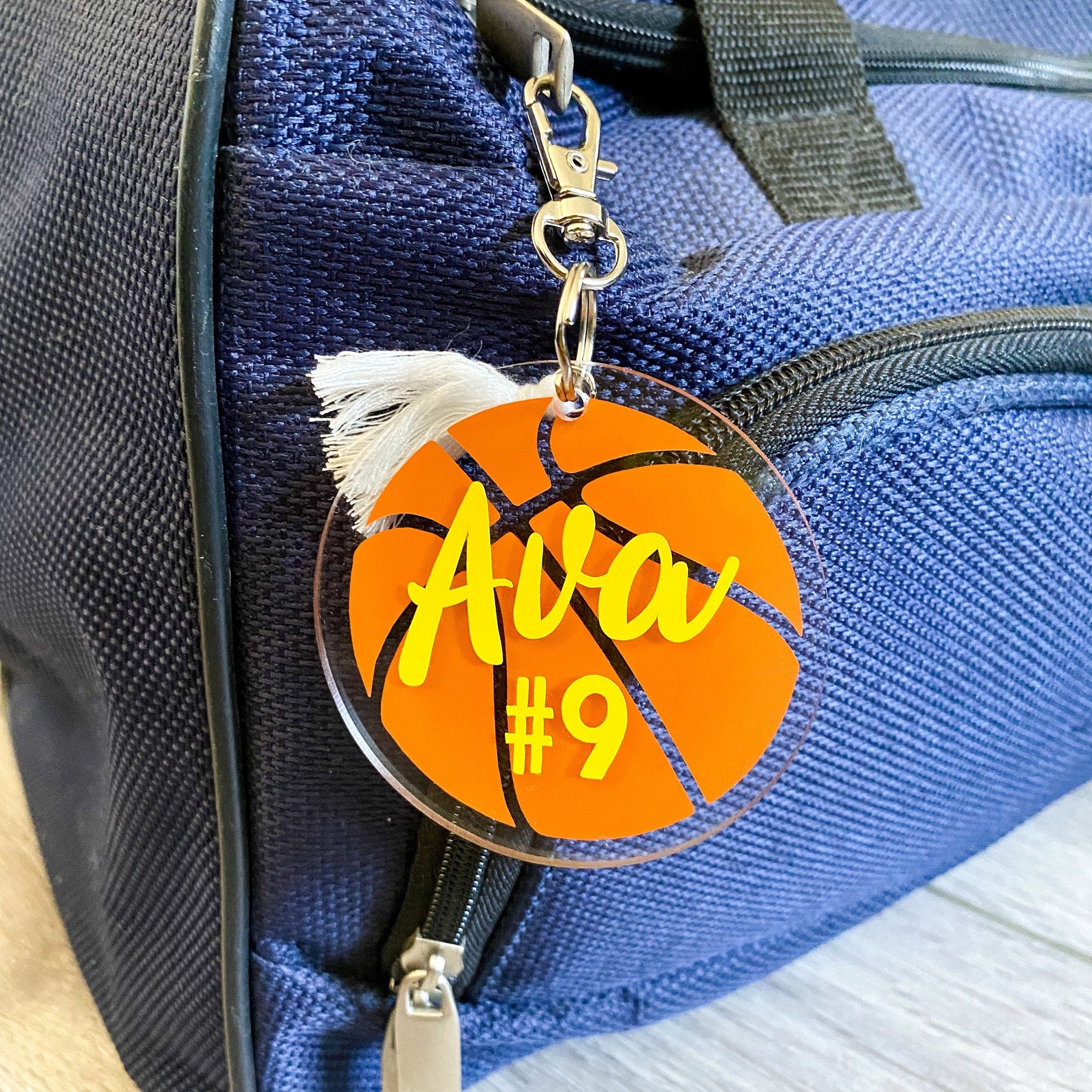 Basketball Bag Tag Custom Bag Tag Round Bag Clip Custom Etsy