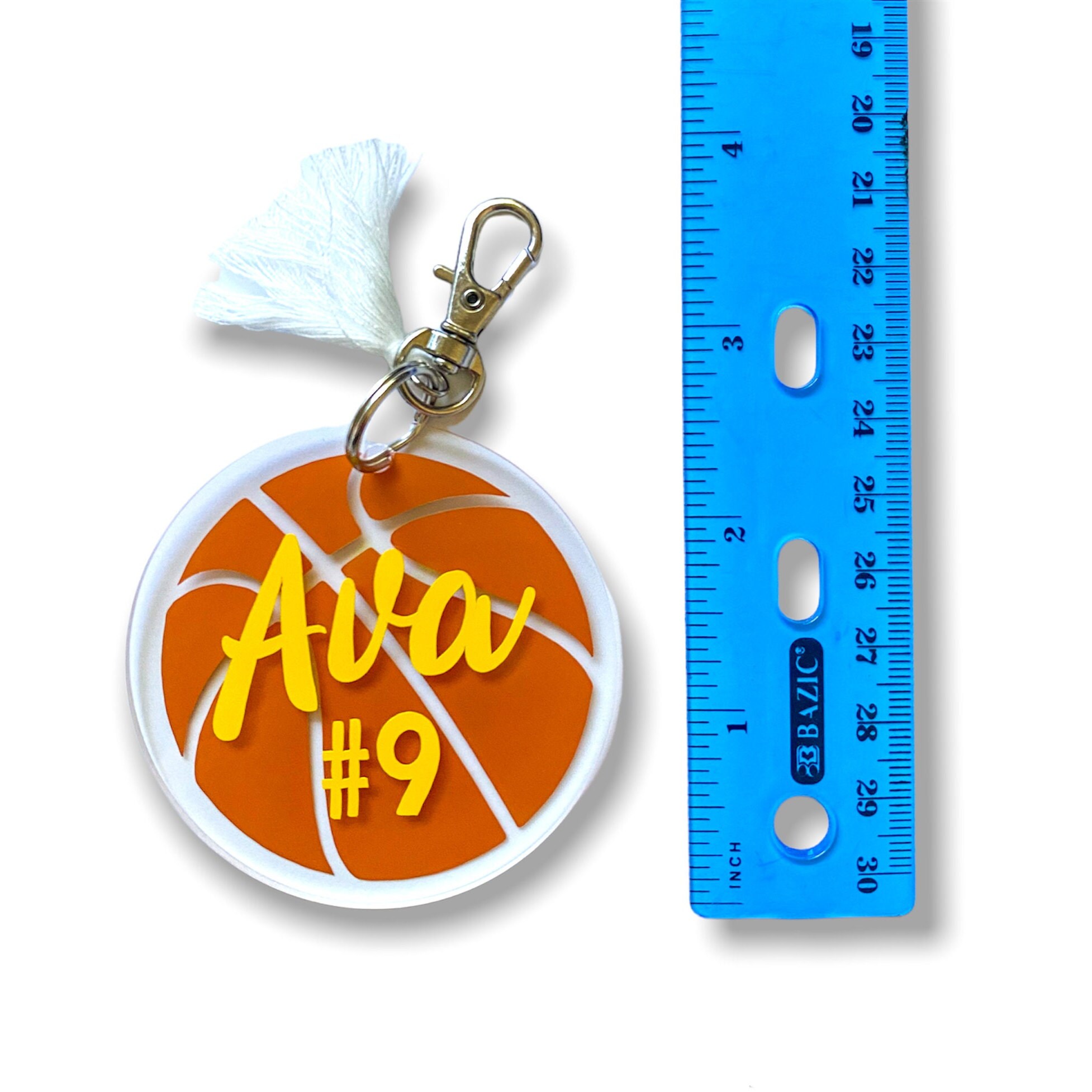 Basketball Bag Tag Custom Bag Tag Round Bag Clip Custom Etsy