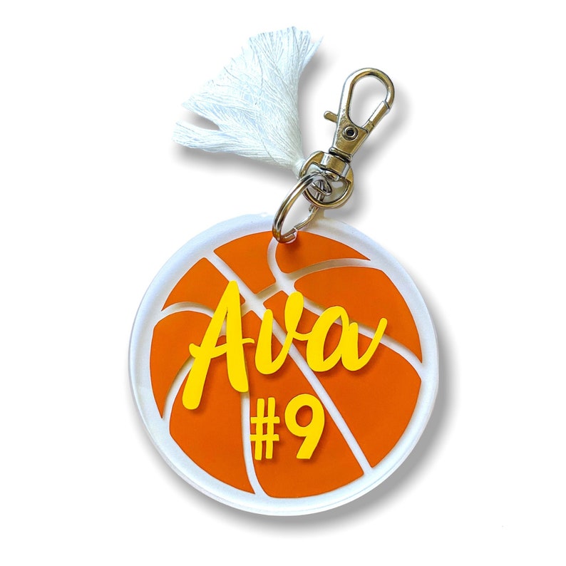 Basketball Bag Tag Custom Bag Tag Round Bag Clip Custom Etsy