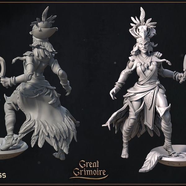 Sacerdotisa Tribal | Grande Grimório | Impressão 3D | Pronto para pintar