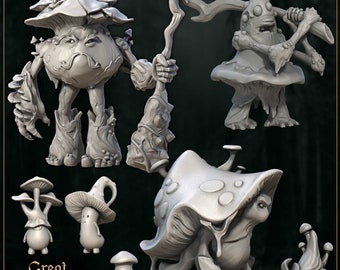Mushroom People | Great Grimoire | 3D print | Ready to paint