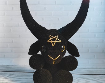 Baphomet, black plush baphomet, occult toy, pentagram