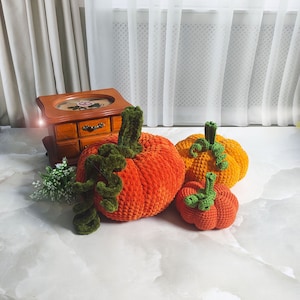 Pumpkin decor, Halloween pumpkins, autumn decor, crochet pumpkin