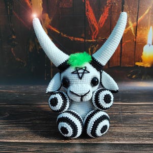 Baphomet, gothic toy Baphomet, black and white plush demon, alternative decor