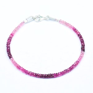 Faceted Pink Tourmaline Bracelet: 925 Sterling Silver, October Birthstone