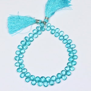 AAA Sky Blue Apatite Pear Briolette Beads: Faceted Gemstone Strand
