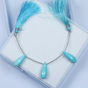 Natural Arizona Turquoise Faceted Drops: AAA Sleeping Beauty Beads