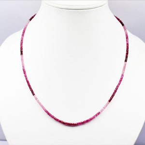Pink Tourmaline Necklace: Faceted Rondelle Beads, 925 Sterling Silver