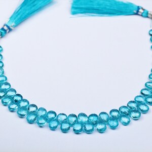 Natural Sky Apatite Pear Drops: Faceted Gemstone Briolettes