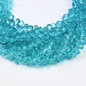 Sky Blue Apatite Teardrop Beads: 10 Inch Faceted Briolettes