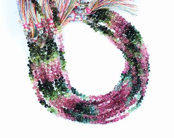 Multi Tourmaline Faceted Teardrop Beads: AAA Quality, 10 Inch Strand