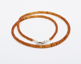 Natural Spessartite Garnet Necklace: AAA+ Orange Gemstone, 925 Sterling Silver