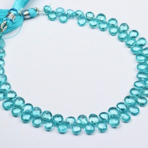 Sky Apatite Faceted Almond Briolette Beads: AAA+ Gemstone, 8 Inch Strand