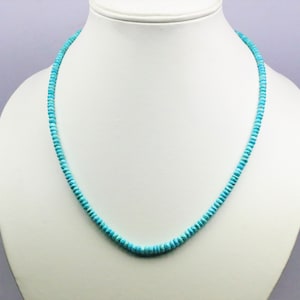 Sleeping Beauty Turquoise Beaded Necklace, Natural Arizona Turquoise Faceted Rondelle.