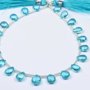 Sky Blue Apatite Beads: Faceted Almond Pear Briolette, 8 Inch Strand