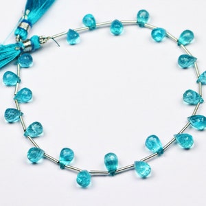 Sky Apatite Faceted Briolette Beads: Natural Gemstone Drops, 8 Inch Strand