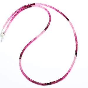 Pink Tourmaline Necklace: Faceted Rubellite Beads, 925 Sterling Silver