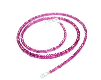 Faceted Rubellite Tourmaline Necklace: Sterling Silver, October Birthstone