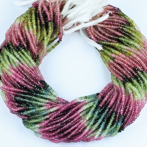 Multi Tourmaline Rondelle Beads: AAA Faceted Gemstone Strand