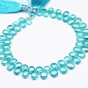 AAA Apatite Pear Briolettes: Faceted Gemstone Beads, 8 Inch Strand