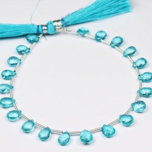 AAA Apatite Pear Briolette Beads: Faceted Almond Drops, 8 Inch Strand