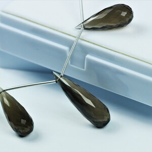 Smokey Quartz Long Size Drops, Smokey Quartz Faceted Teardrops Briolettes For Jewelry.