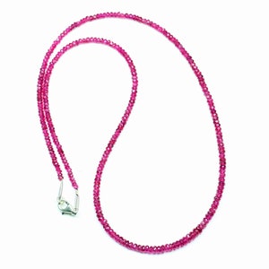 Rubellite Tourmaline Beads Necklace: 925 Sterling Silver, 20 Inch