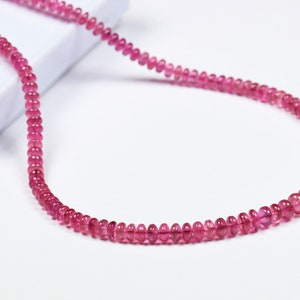Rubellite Tourmaline Necklace: 925 Sterling Silver, Pink Rondelle Beads