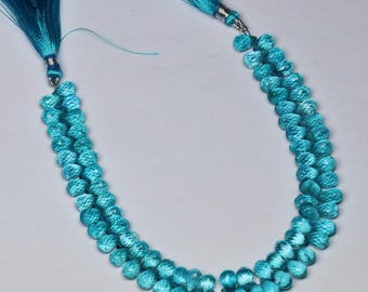 AAA+ Apatite Briolette Beads: Micro Faceted Teardrops, 8 Inch Strand