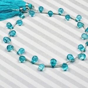 Apatite Teardrop Briolettes: Faceted AAA+ Gemstone Beads