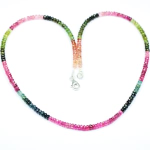 Natuurlijke multi-toermalijn ketting, watermeloen toermalijn ketting, toermalijn edelsteen sieraden, helende kracht edelsteen kralen toermalijn.