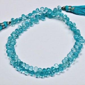 AAA Sky Blue Apatite Faceted Teardrop Beads: 10 Inch Strand