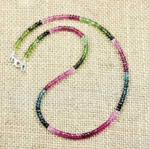 Multi Tourmaline Beads Necklace, Natural Tourmaline Micro Faceted Rondelle Beads For Halloween And Christmas Celebration.