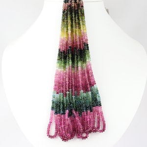 4 MM Multi Tourmaline Micro Faceted Rondelle Beads.